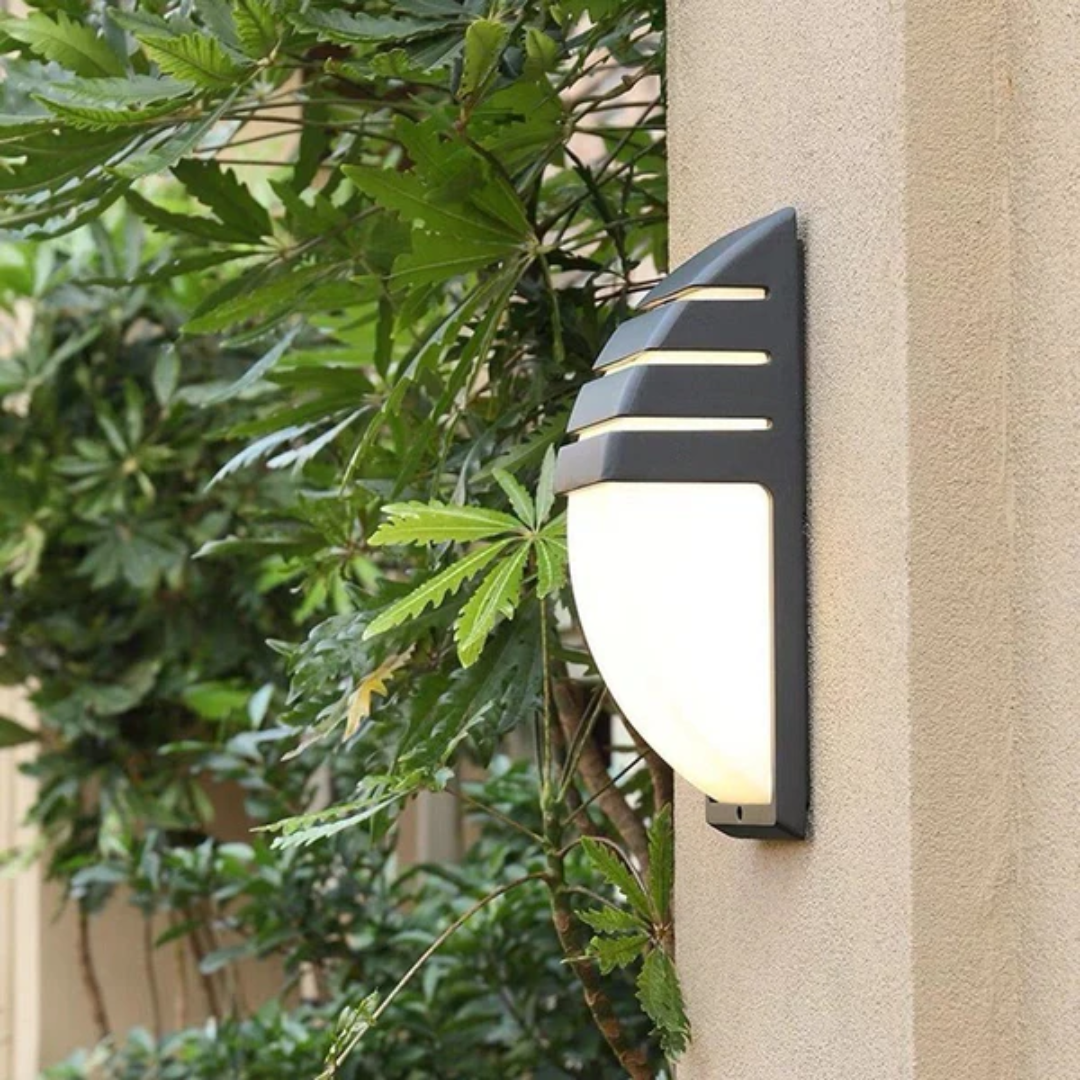 Outdoor Wall Lamp Modern with Motion Sensor and Louvered Hood for Patio and Entrance