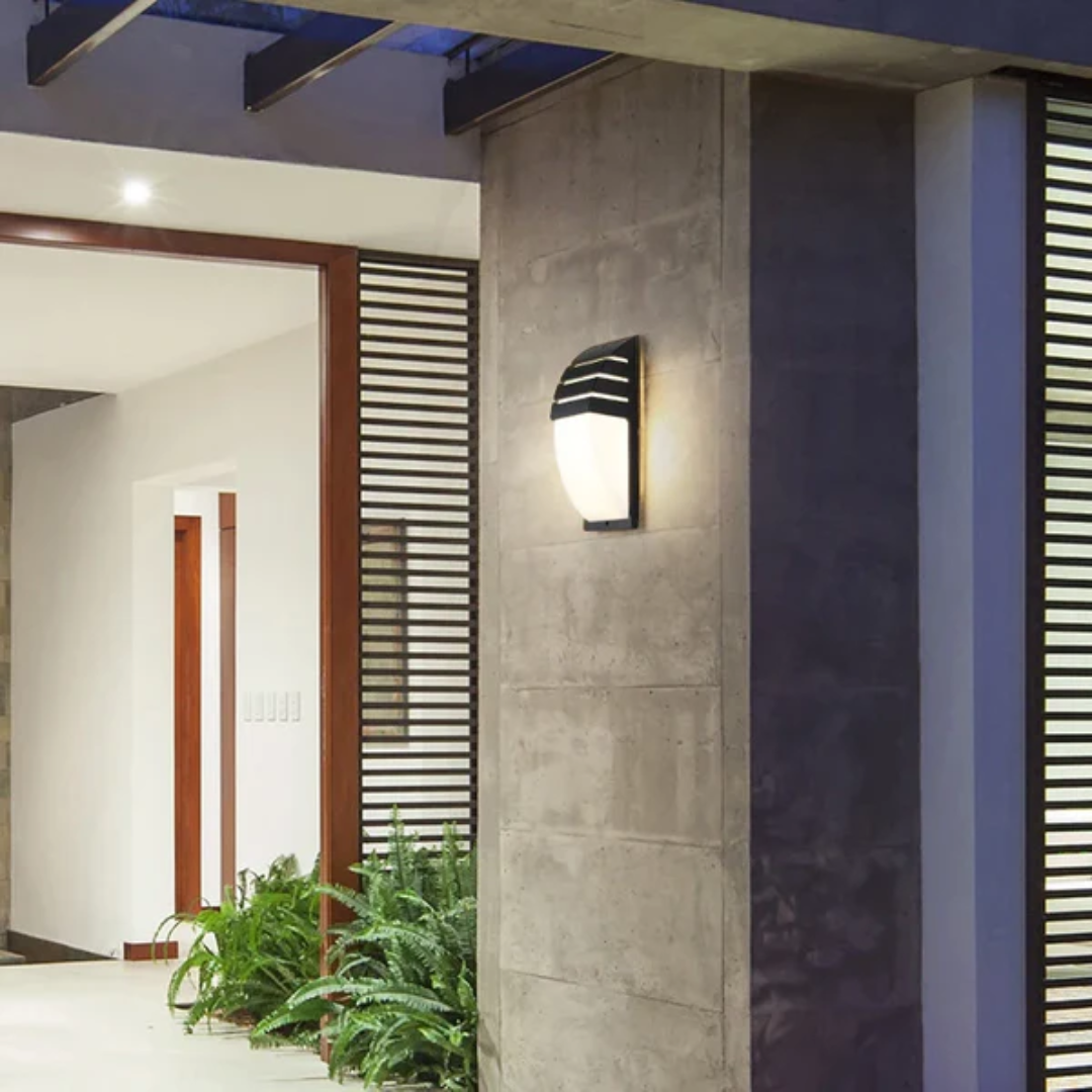 Outdoor Wall Lamp Modern with Motion Sensor and Louvered Hood for Patio and Entrance