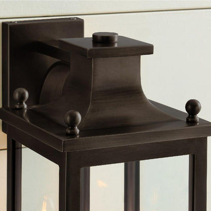 Outdoor Wall Lamp Vintage Lantern Style with Clear Glass Panels and Brass Finish