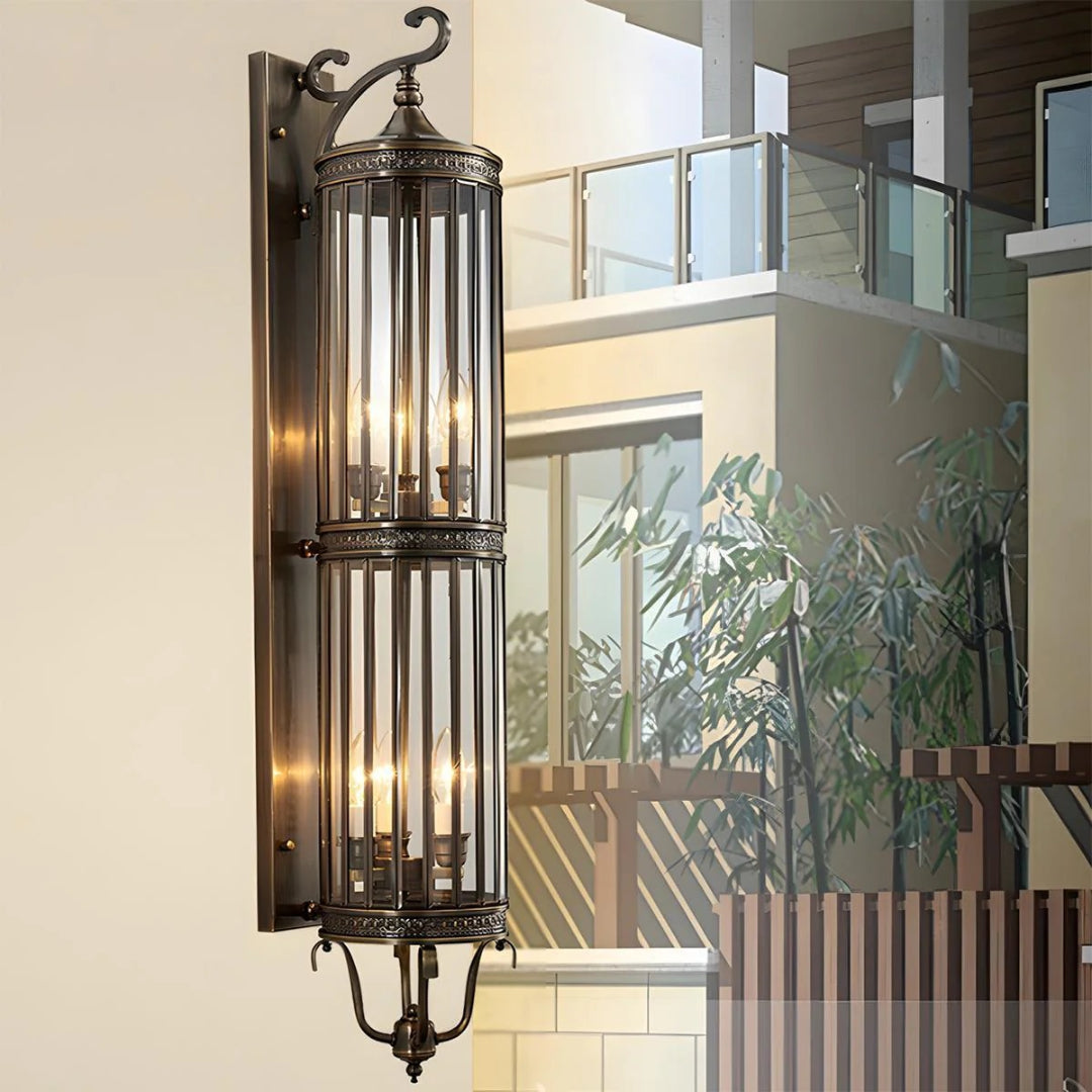 Outdoor Wall Lamp Vintage Lantern Style with Glass Panels