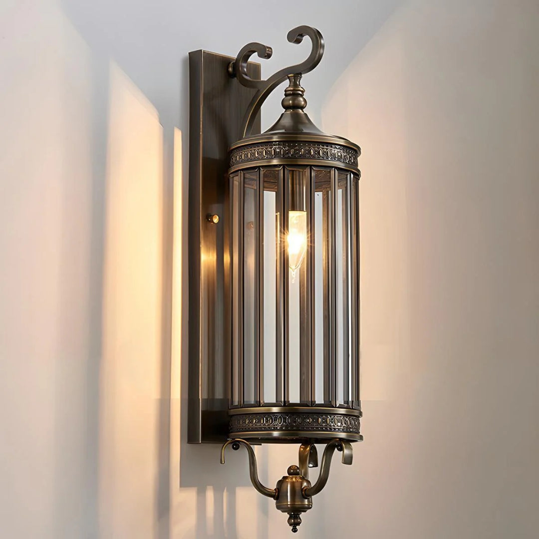 Outdoor Wall Lamp Vintage Lantern Style with Glass Panels