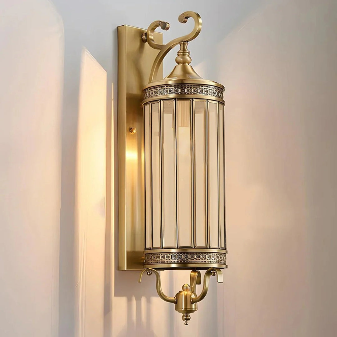 Outdoor Wall Lamp Vintage Lantern Style with Glass Panels