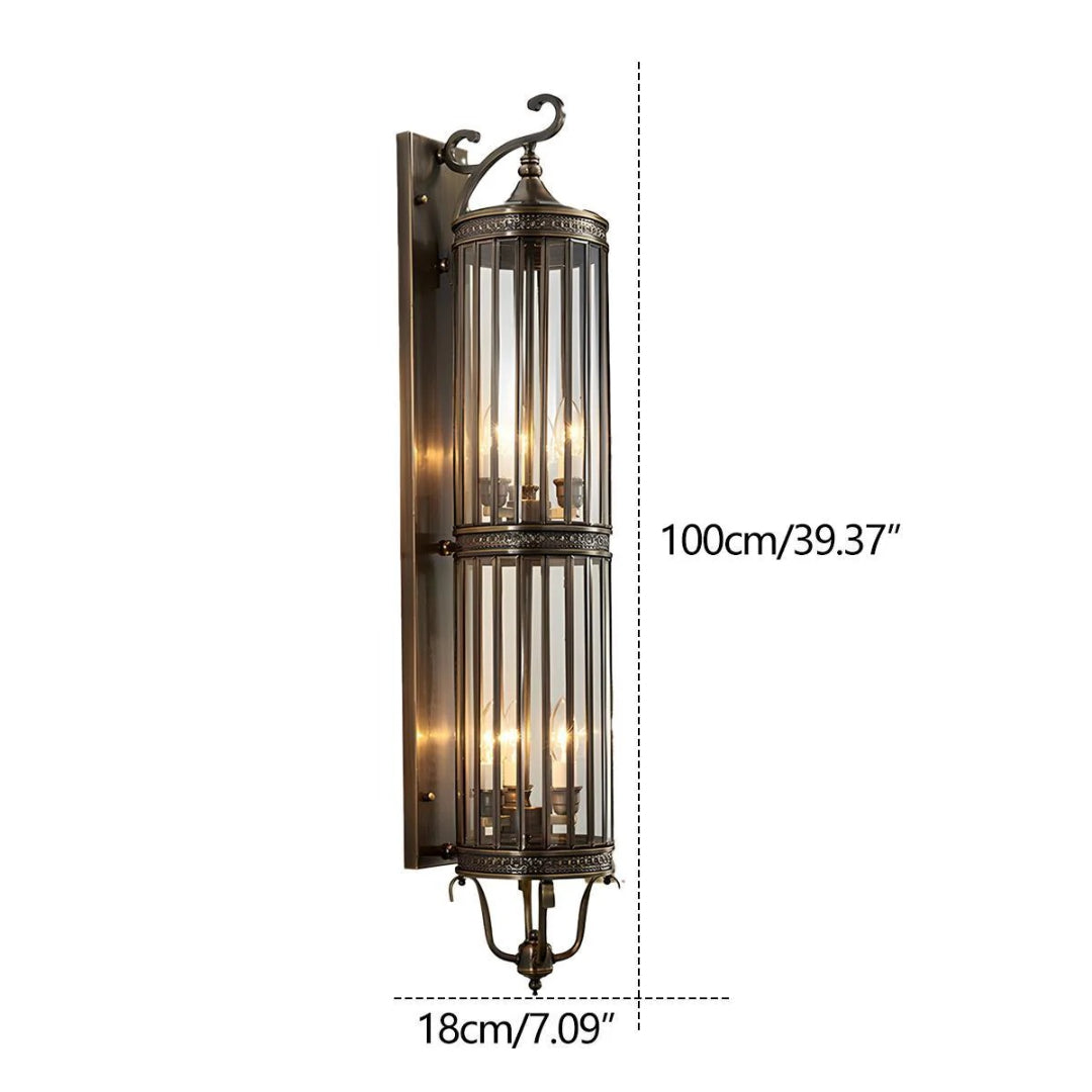 Outdoor Wall Lamp Vintage Lantern Style with Glass Panels