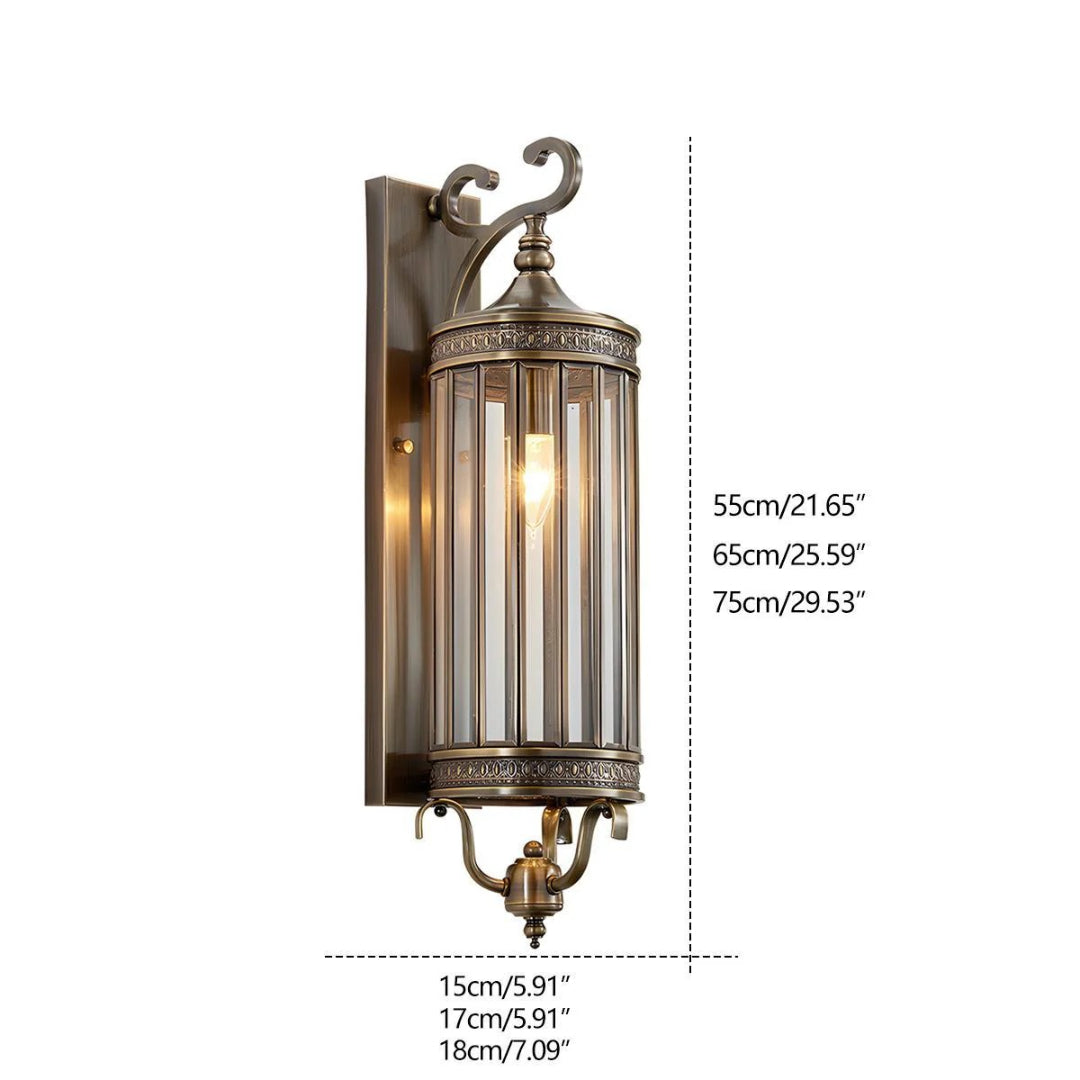 Outdoor Wall Lamp Vintage Lantern Style with Glass Panels