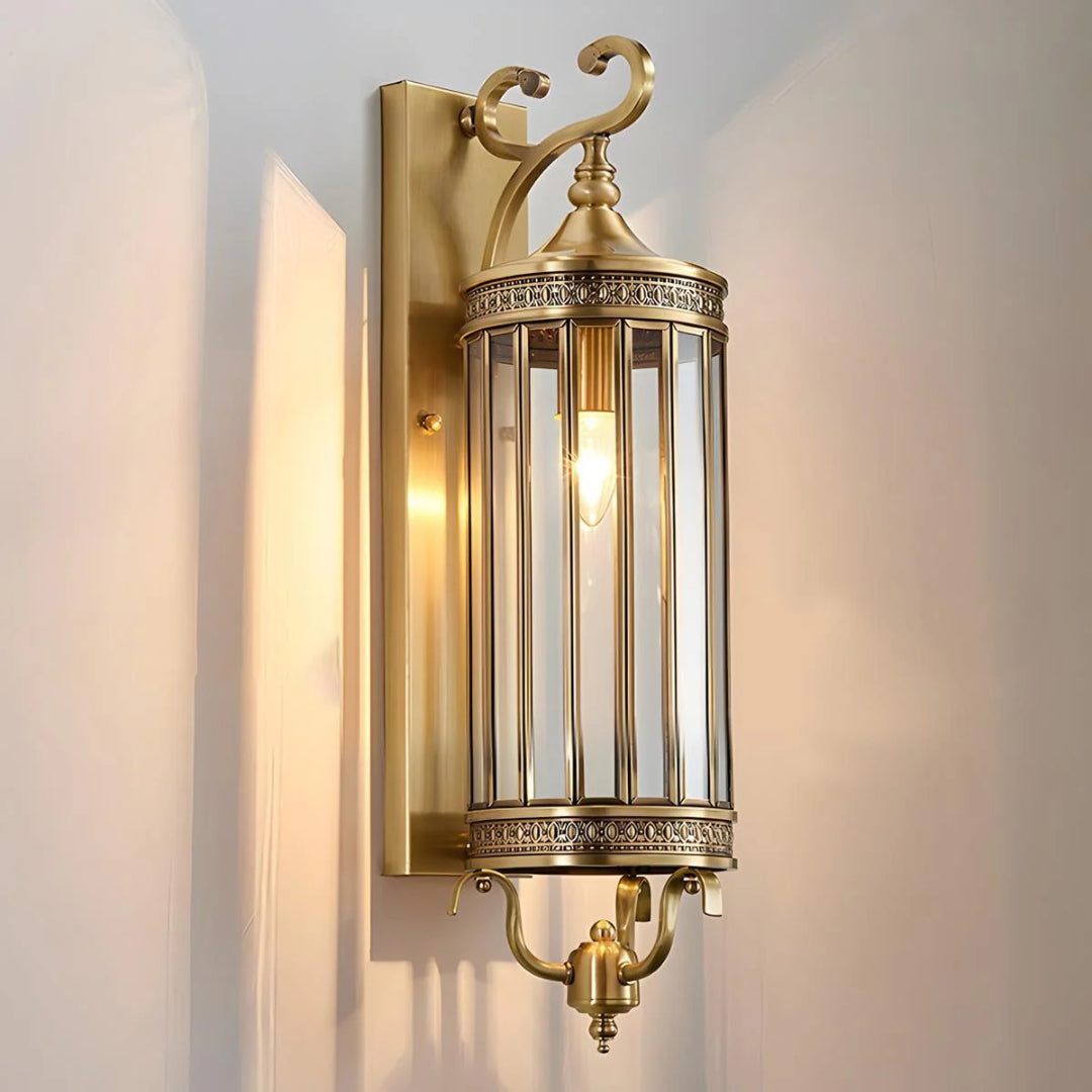 Outdoor Wall Lamp Vintage Lantern Style with Glass Panels