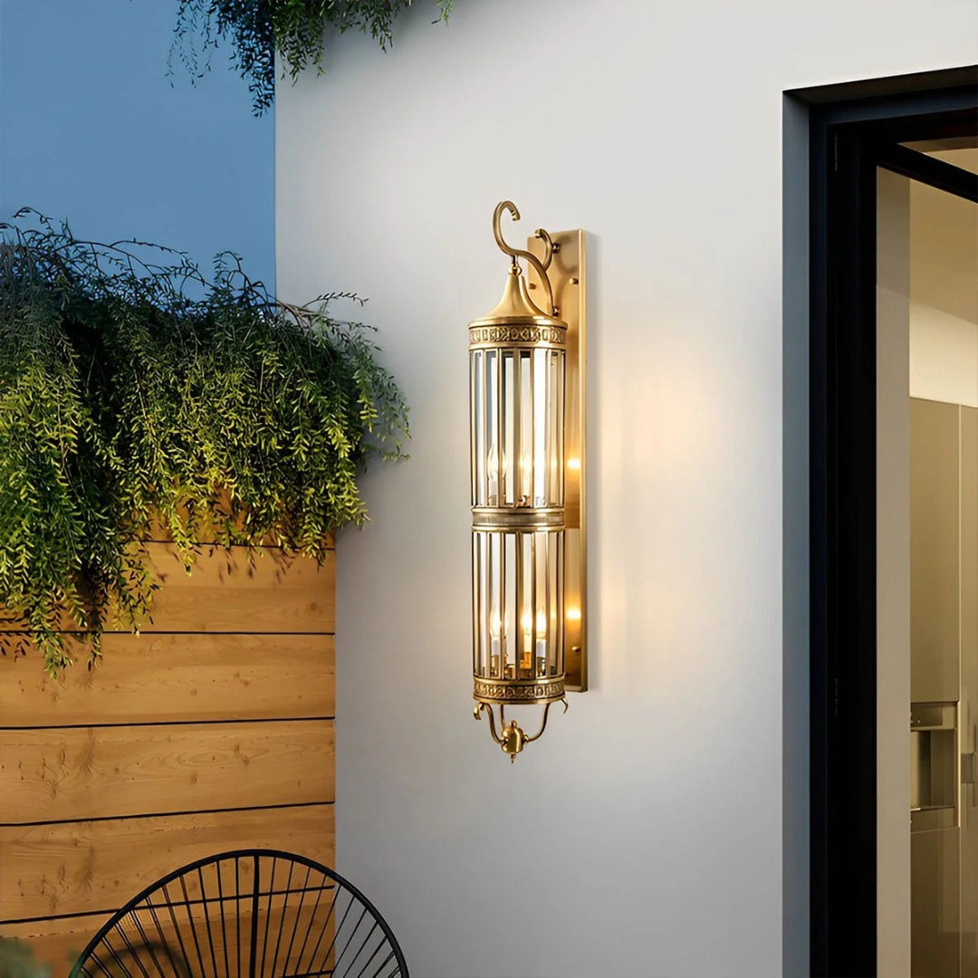 Outdoor Wall Lamp Vintage Lantern Style with Glass Panels