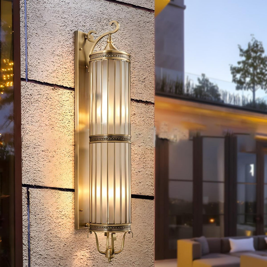 Outdoor Wall Lamp Vintage Lantern Style with Glass Panels