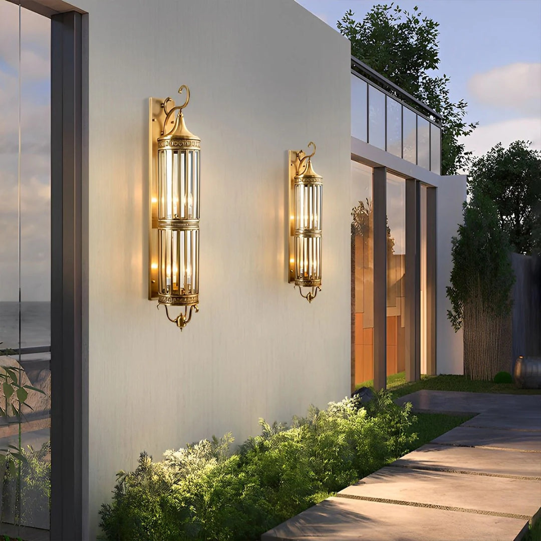 Outdoor Wall Lamp Vintage Lantern Style with Glass Panels