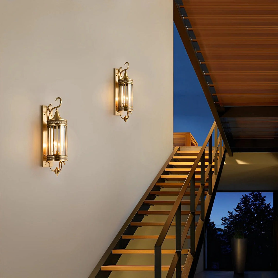 Outdoor Wall Lamp Vintage Lantern Style with Glass Panels