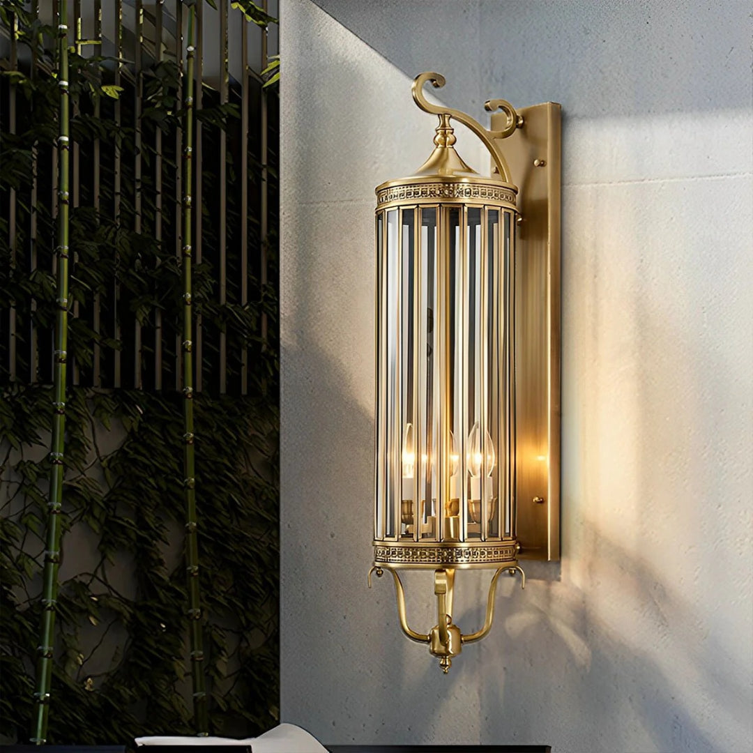 Outdoor Wall Lamp Vintage Lantern Style with Glass Panels