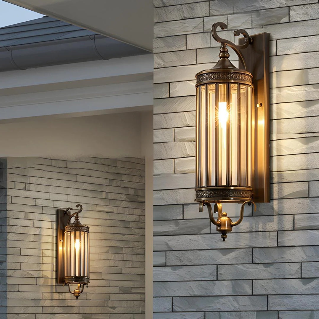 Outdoor Wall Lamp Vintage Lantern Style with Glass Panels