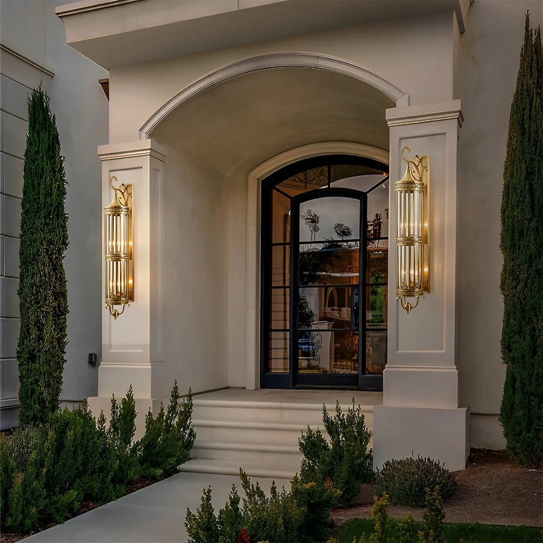 Outdoor Wall Lamp Vintage Lantern Style with Glass Panels