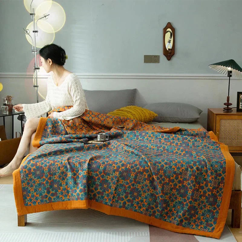 Patterned Six-Layer Quilt with Contrast Border