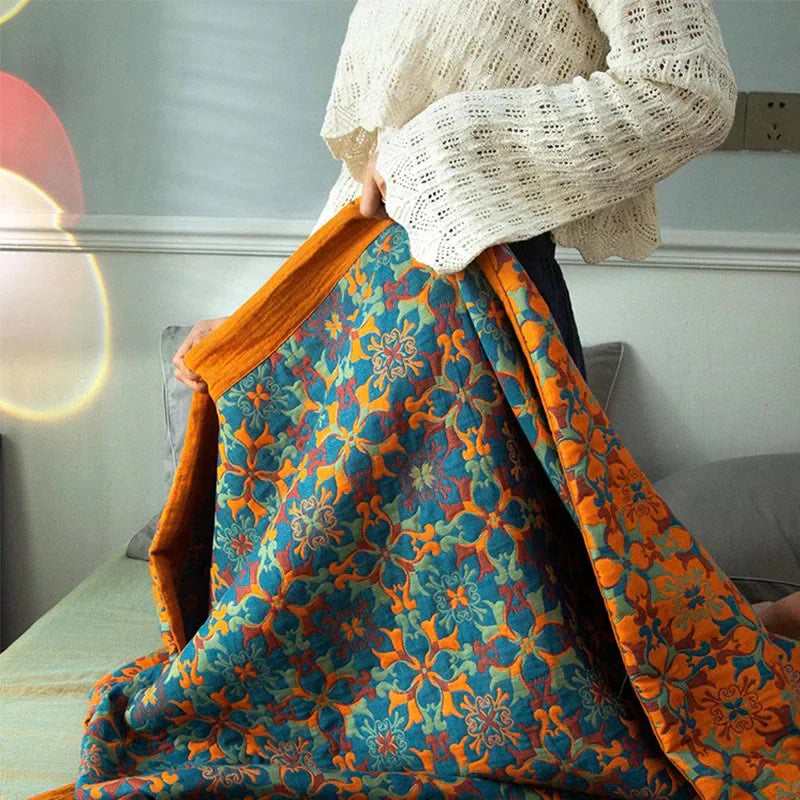 Patterned Six-Layer Quilt with Contrast Border