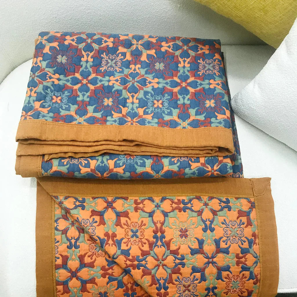 Patterned Six-Layer Quilt with Contrast Border
