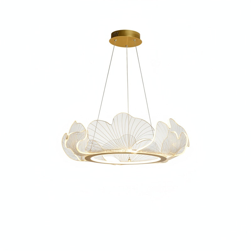 Pendant Lamp Art Deco Ginkgo Leaf Ring with Integrated LED