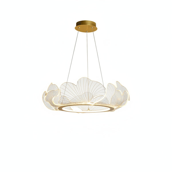 Pendant Lamp Art Deco Ginkgo Leaf Ring with Integrated LED