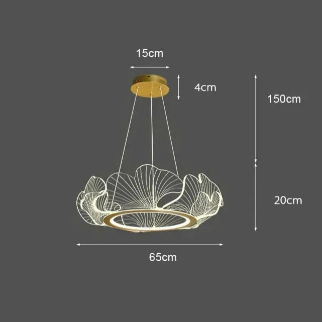 Pendant Lamp Art Deco Ginkgo Leaf Ring with Integrated LED