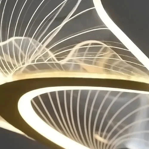 Pendant Lamp Art Deco Ginkgo Leaf Ring with Integrated LED