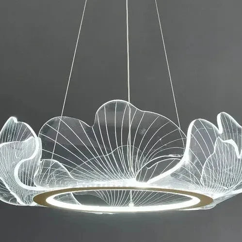 Pendant Lamp Art Deco Ginkgo Leaf Ring with Integrated LED