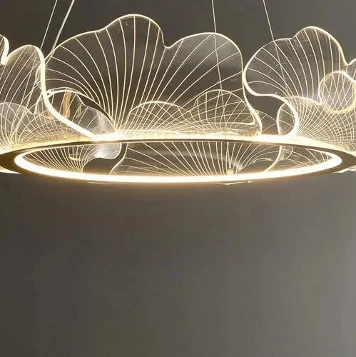 Pendant Lamp Art Deco Ginkgo Leaf Ring with Integrated LED