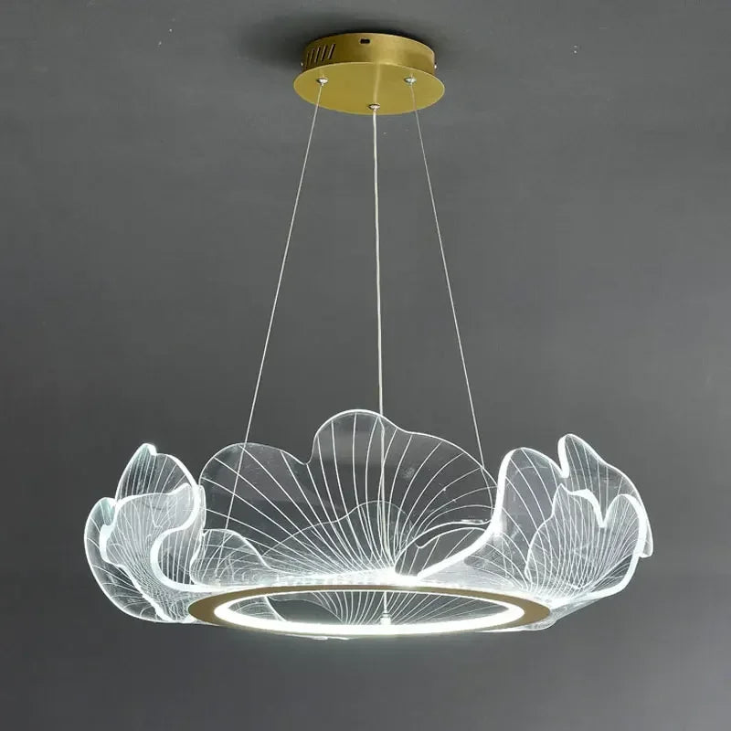 Pendant Lamp Art Deco Ginkgo Leaf Ring with Integrated LED