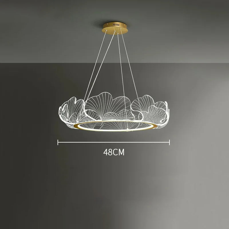 Pendant Lamp Art Deco Ginkgo Leaf Ring with Integrated LED