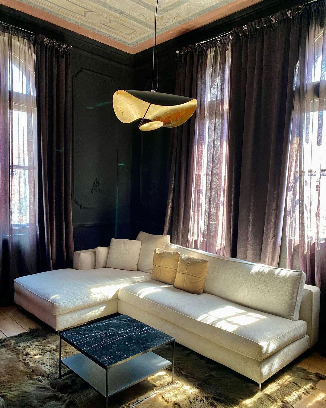 Pendant Lamp Art Deco with Curved Wave Shade and Integrated LED