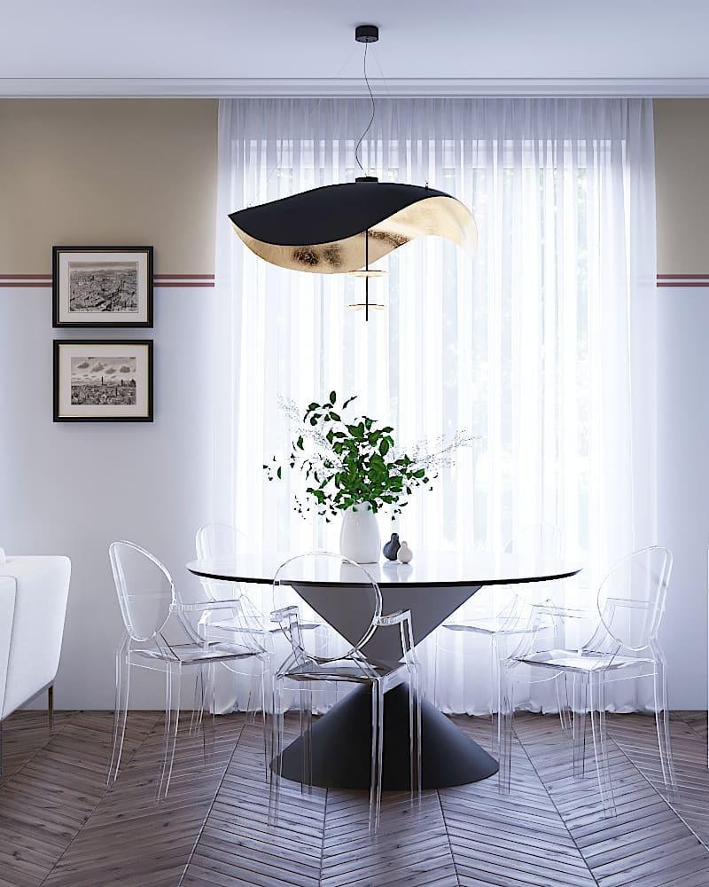 Pendant Lamp Art Deco with Curved Wave Shade and Integrated LED