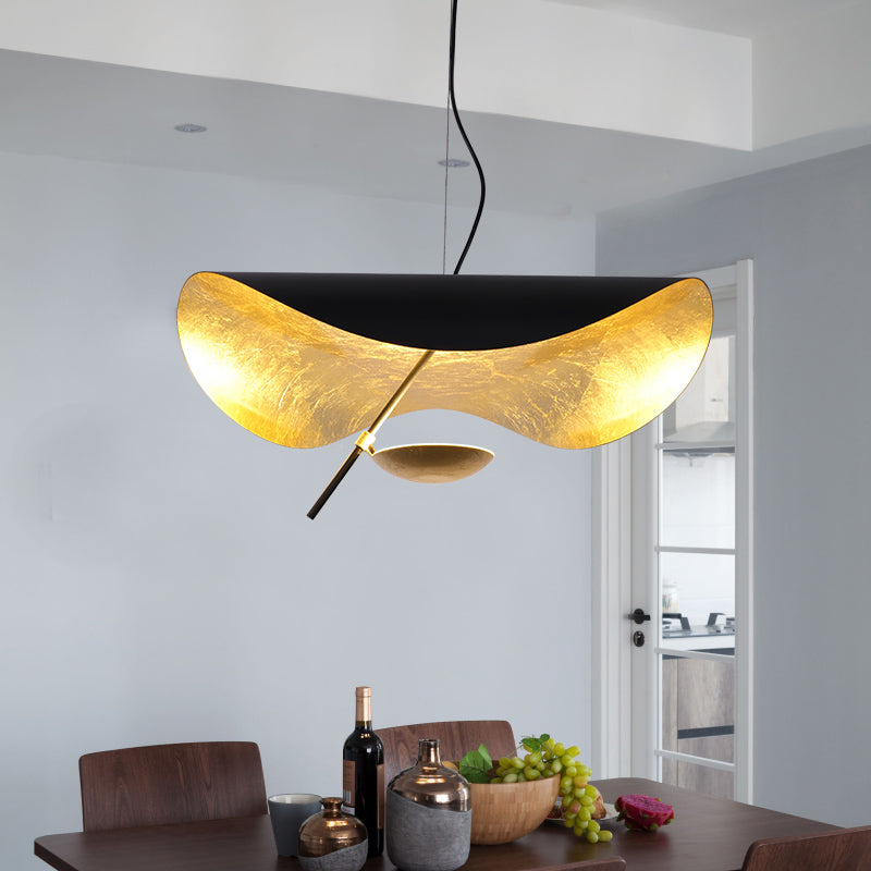 Pendant Lamp Art Deco with Curved Wave Shade and Integrated LED