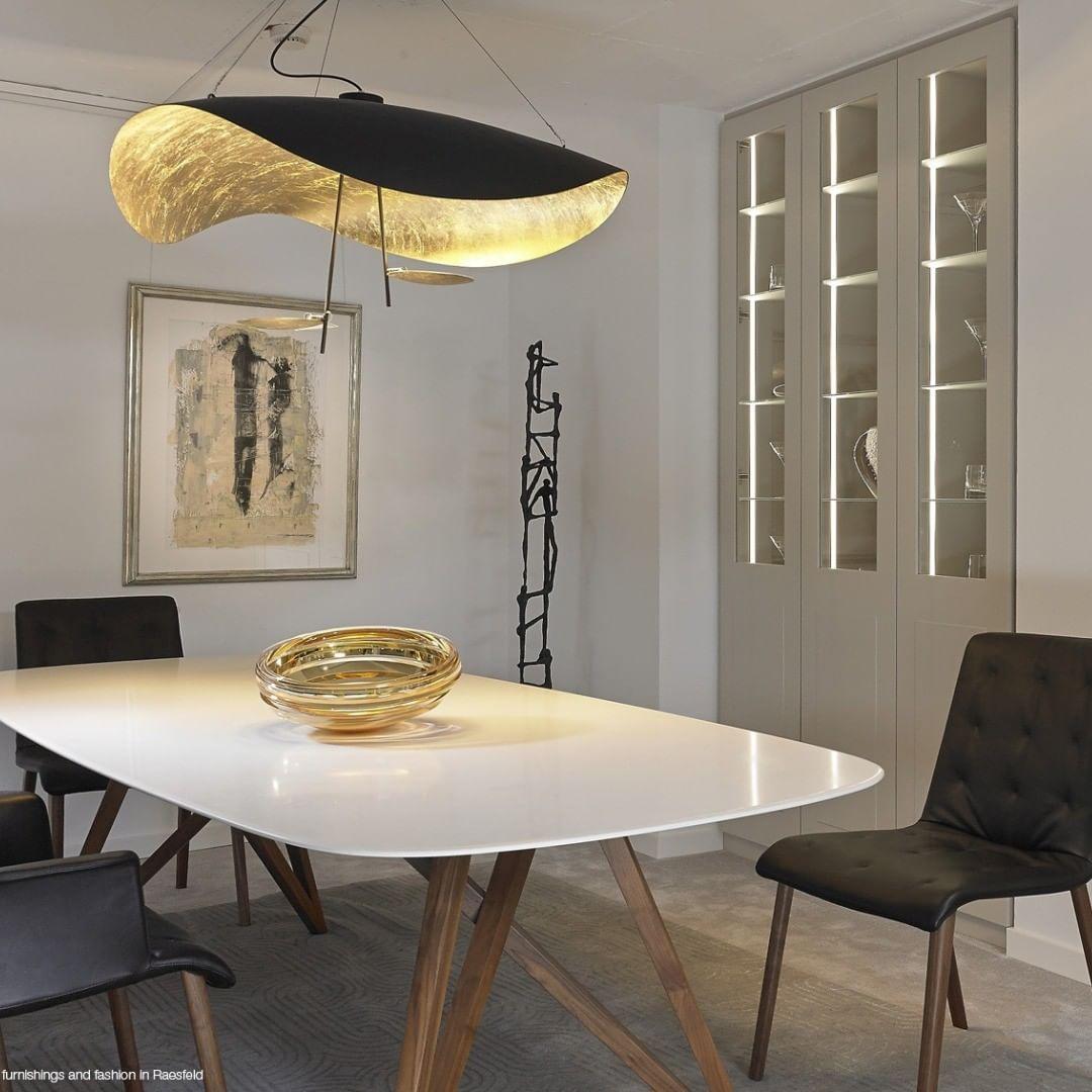 Pendant Lamp Art Deco with Curved Wave Shade and Integrated LED
