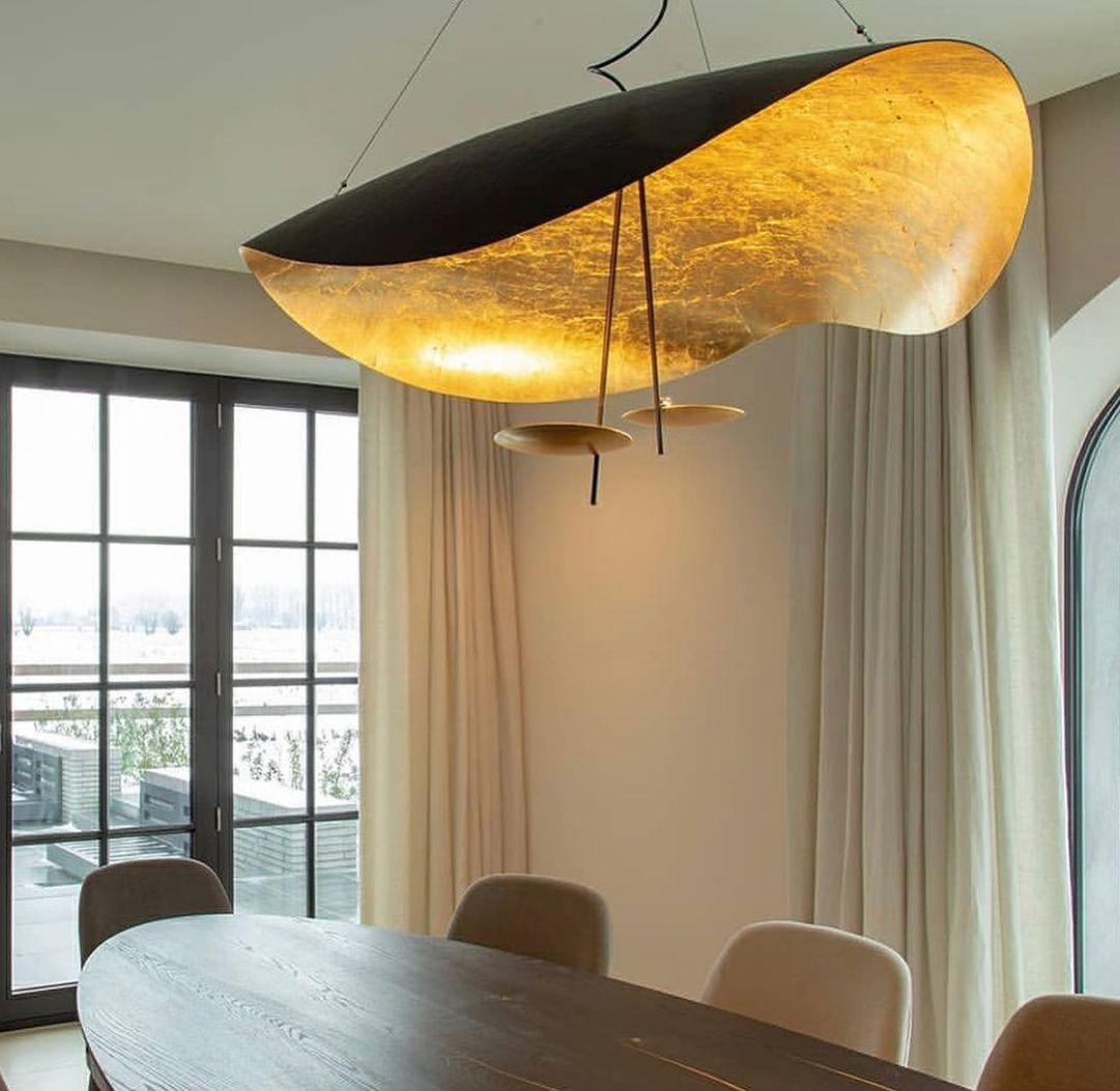 Pendant Lamp Art Deco with Curved Wave Shade and Integrated LED ##POS:116##