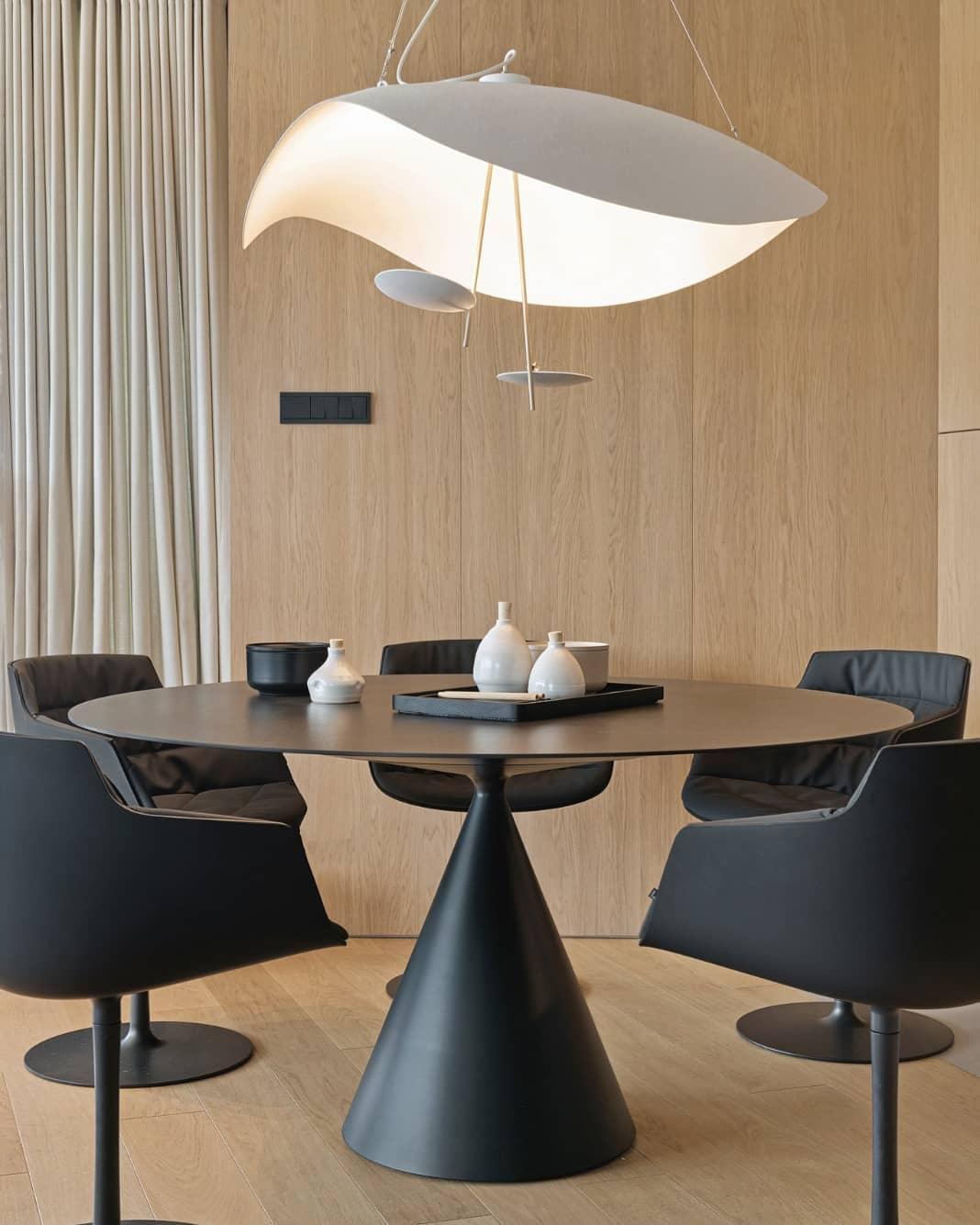 Pendant Lamp Art Deco with Curved Wave Shade and Integrated LED