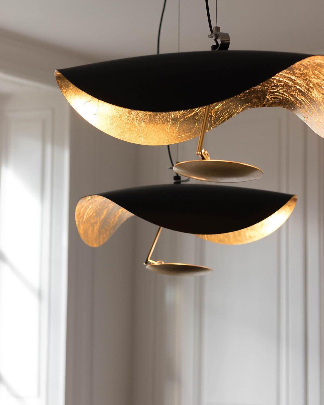 Pendant Lamp Art Deco with Curved Wave Shade and Integrated LED