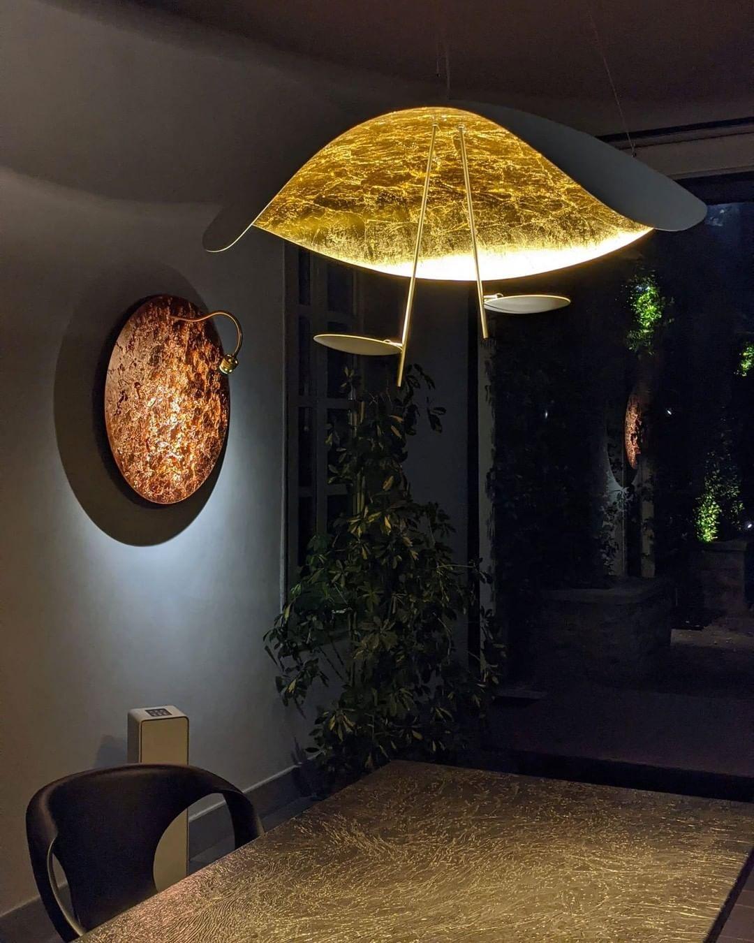Pendant Lamp Art Deco with Curved Wave Shade and Integrated LED