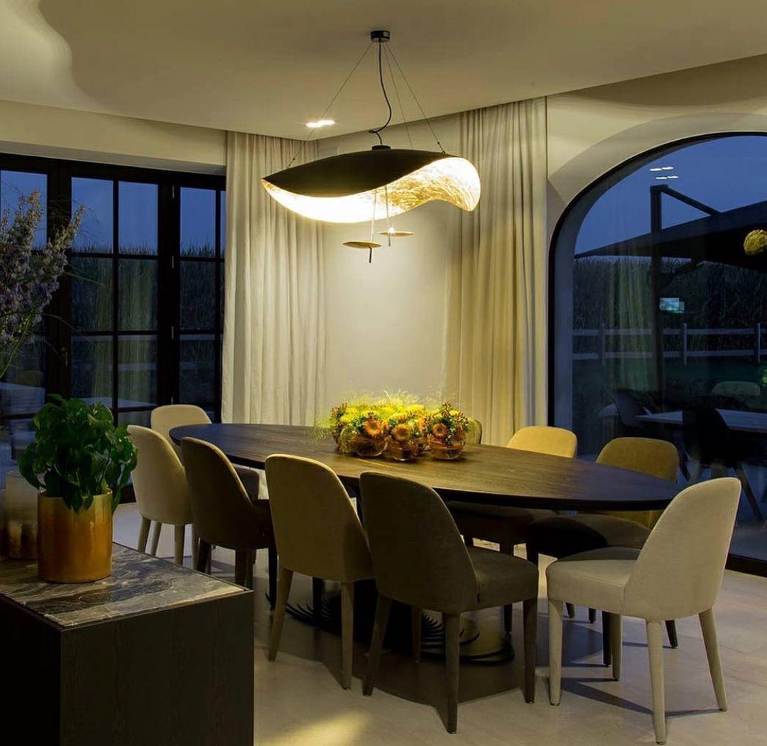 Pendant Lamp Art Deco with Curved Wave Shade and Integrated LED ##POS:125##