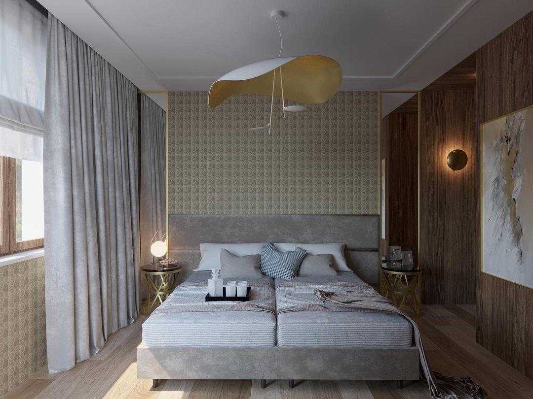 Pendant Lamp Art Deco with Curved Wave Shade and Integrated LED