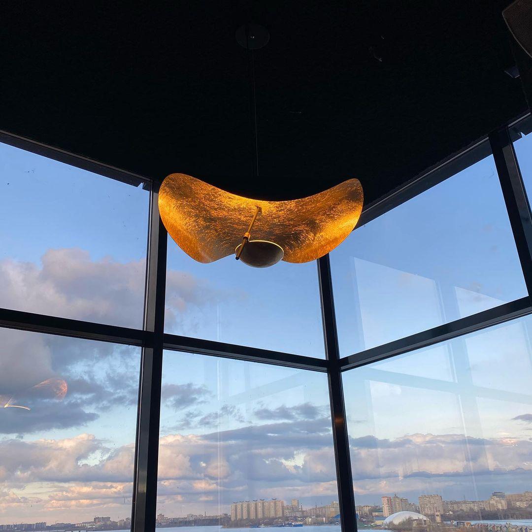 Pendant Lamp Art Deco with Curved Wave Shade and Integrated LED