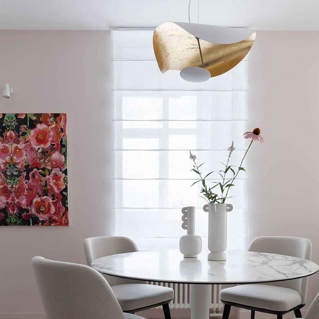 Pendant Lamp Art Deco with Curved Wave Shade and Integrated LED