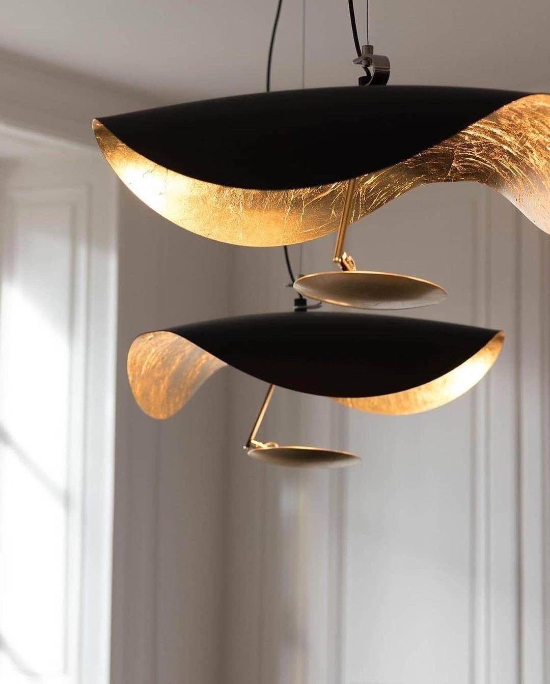 Pendant Lamp Art Deco with Curved Wave Shade and Integrated LED