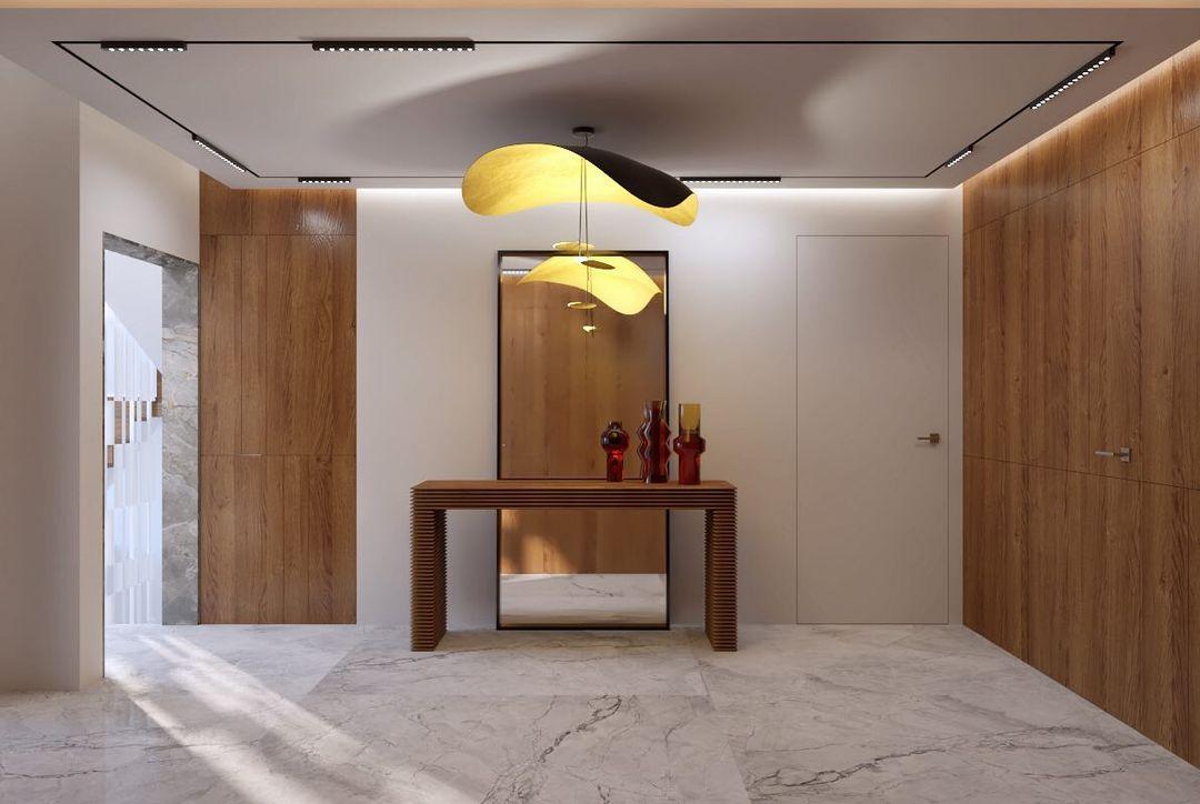 Pendant Lamp Art Deco with Curved Wave Shade and Integrated LED