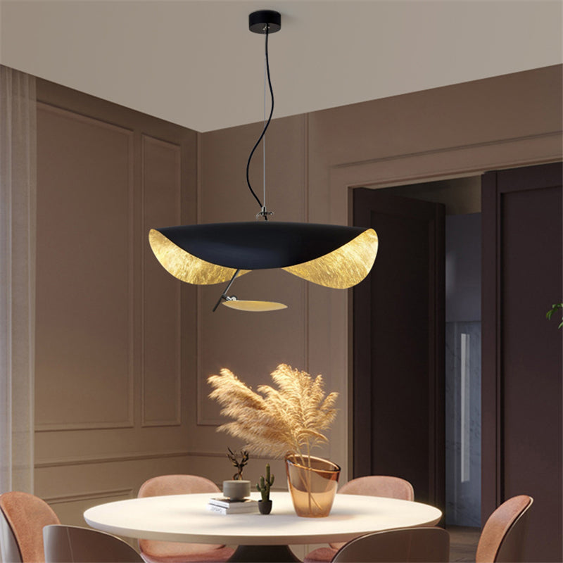 Pendant Lamp Art Deco with Curved Wave Shade and Integrated LED