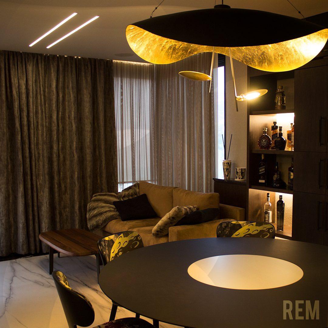 Pendant Lamp Art Deco with Curved Wave Shade and Integrated LED