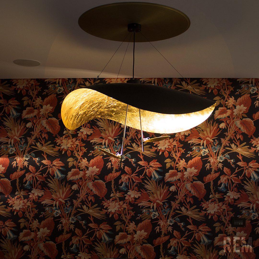 Pendant Lamp Art Deco with Curved Wave Shade and Integrated LED