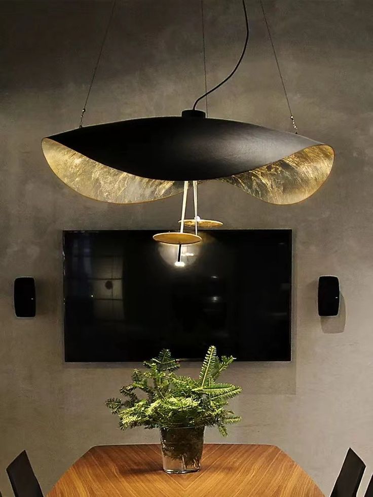 Pendant Lamp Art Deco with Curved Wave Shade and Integrated LED
