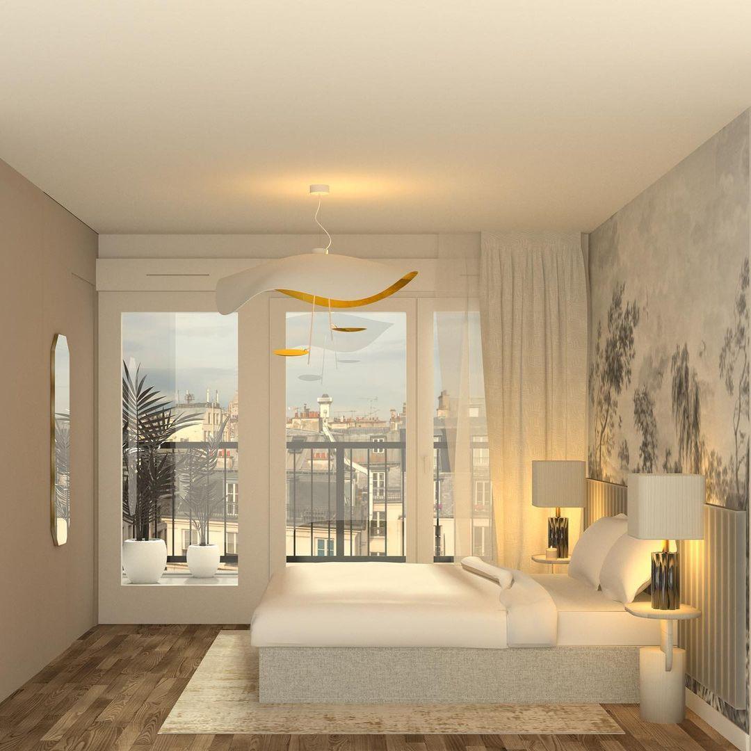 Pendant Lamp Art Deco with Curved Wave Shade and Integrated LED