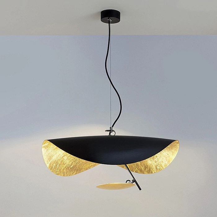 Pendant Lamp Art Deco with Curved Wave Shade and Integrated LED