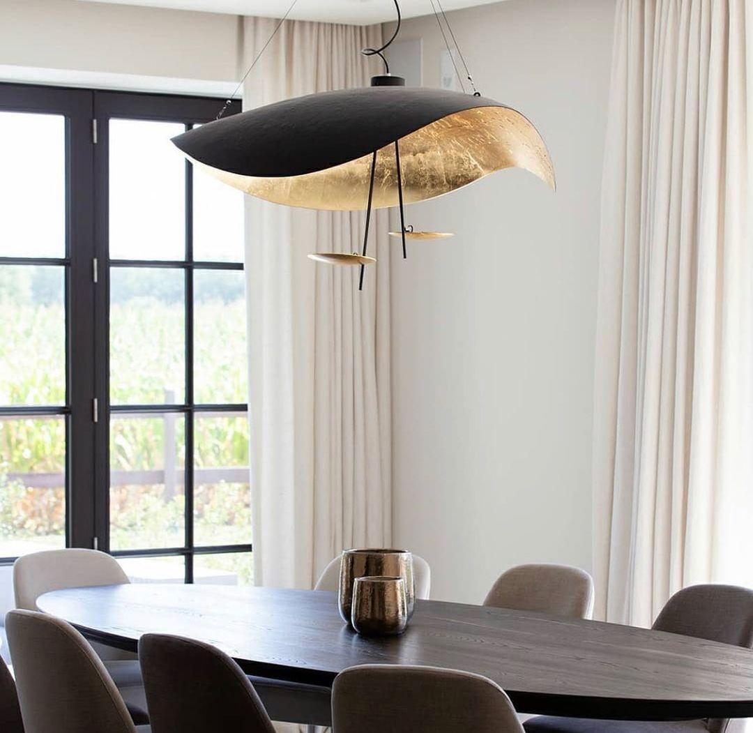 Pendant Lamp Art Deco with Curved Wave Shade and Integrated LED