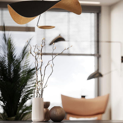 Pendant Lamp Art Deco with Curved Wave Shade and Integrated LED