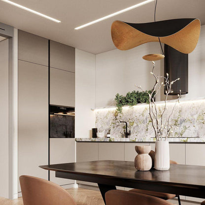 Pendant Lamp Art Deco with Curved Wave Shade and Integrated LED